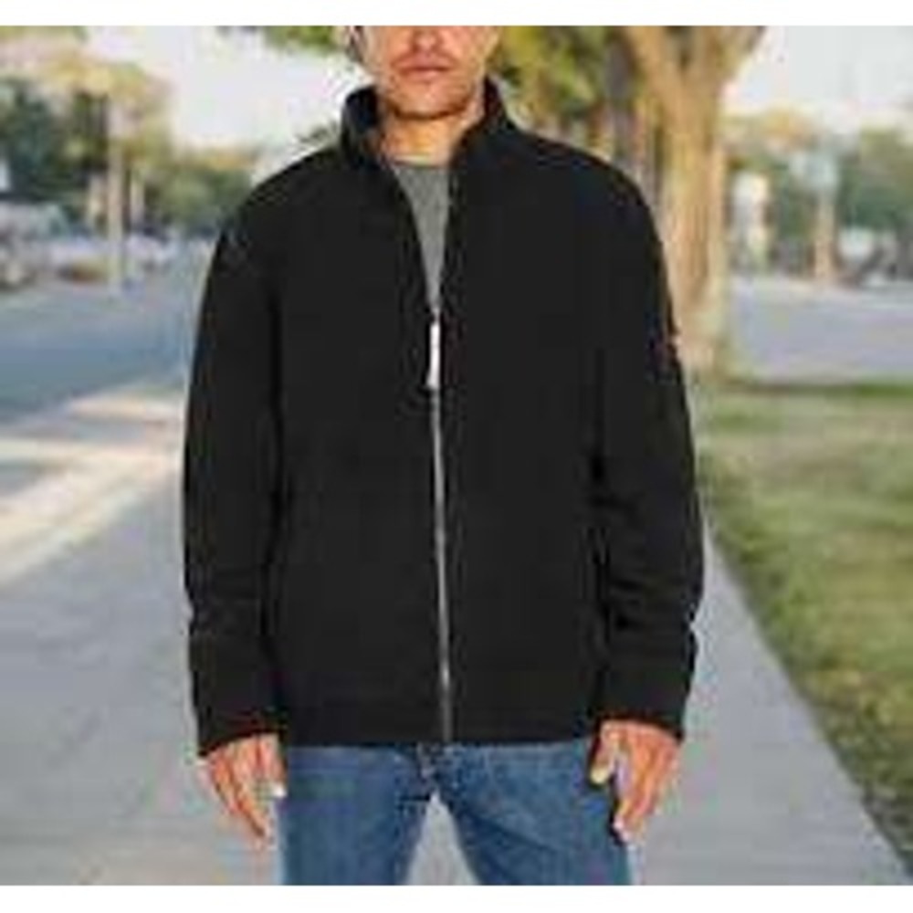 Orvis Mens‎ Classic Collection Full Zip Sherpa Fleece Jacket Black Medium Logo